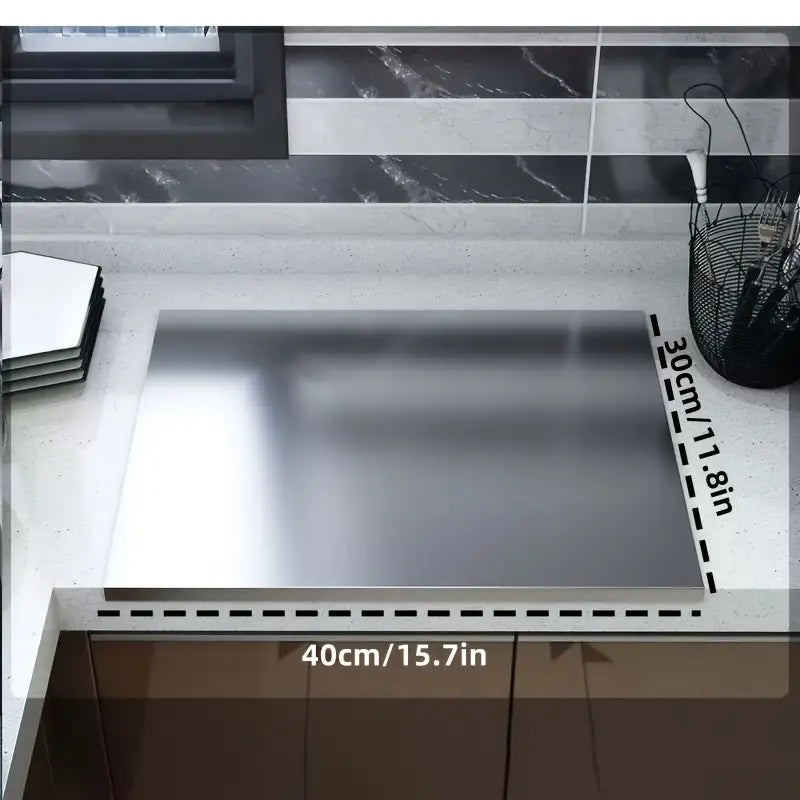 Tabla de Picar en Acero Inoxidable 30×40 cm con Borde + Afilador 3 en 1 Gratis | Grado Alimenticio 304