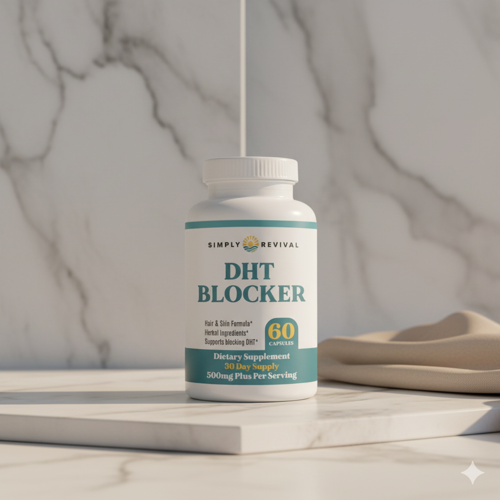 “Detén la caída del cabello y recupera densidad con nuestro bloqueador de DHT”.