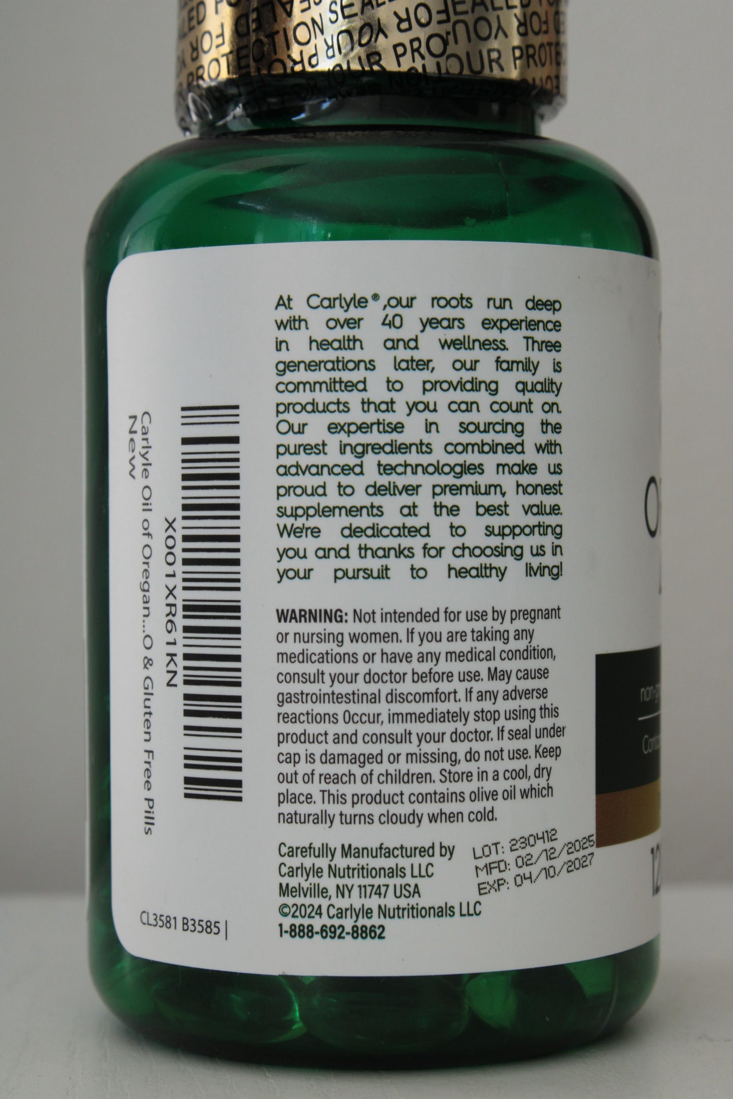 ACEITE DE OREGANO CARLYLE X120 CAPSULAS